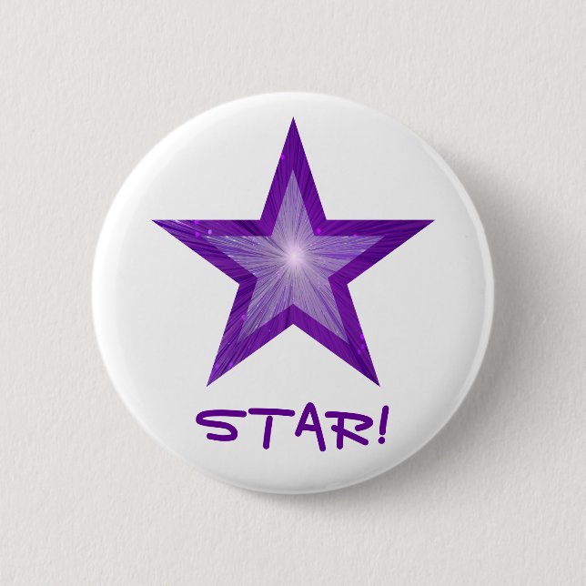 Purple Star 'STAR!' button white (Front)