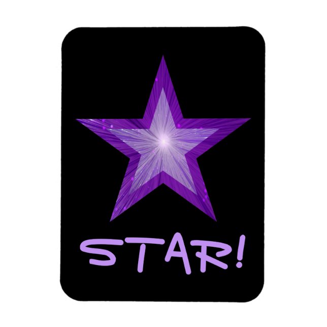 Purple Star 'STAR!' flexible magnet black (Vertical)