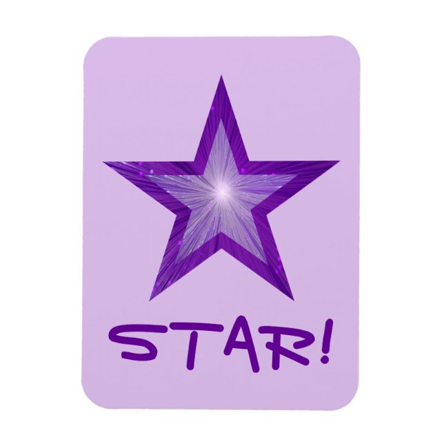 Purple Star 'STAR!' flexible magnet purple (Vertical)