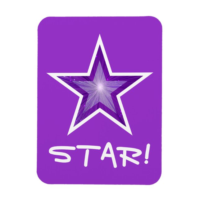 Purple Star 'STAR!' flexible magnet purple (Vertical)