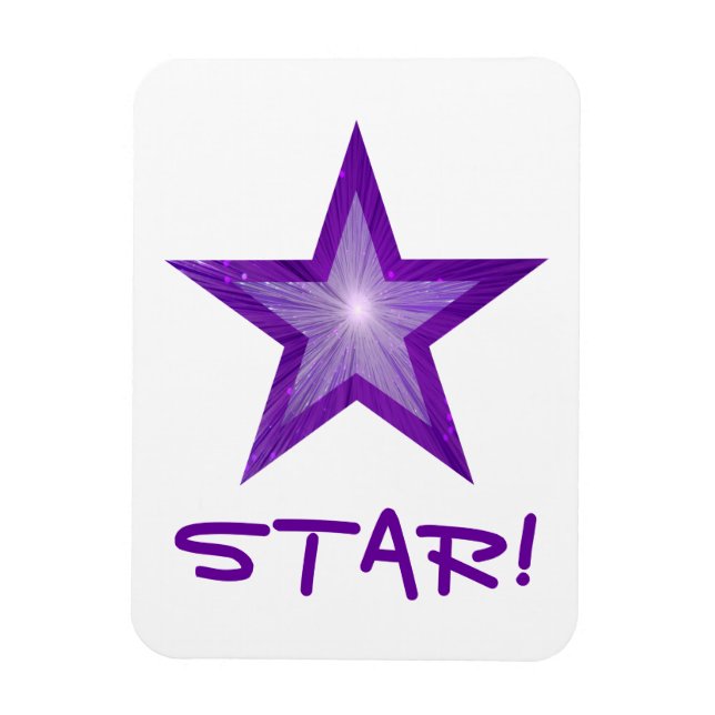 Purple Star 'STAR!' flexible magnet white (Vertical)