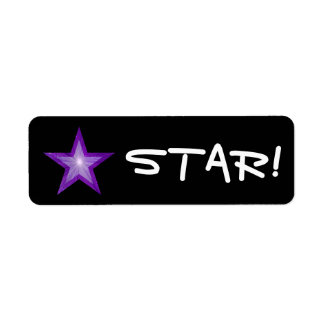 Purple Star "STAR!" label small black