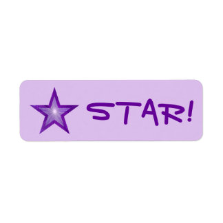 Purple Star "STAR!" label small pale purple