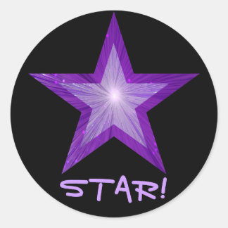 Purple Star 'STAR!' round sticker black