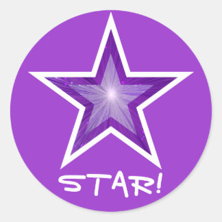 Purple Star 'STAR!' round sticker purple