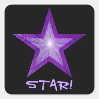 Purple Star 'STAR!' square sticker black