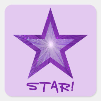 Purple Star 'STAR!' square sticker pale purple