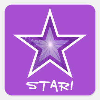 Purple Star 'STAR!' square sticker purple