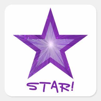 Purple Star 'STAR!' square sticker white