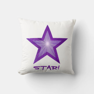 Purple Star 'STAR!' throw pillow square white