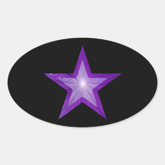 Purple Star sticker oval black