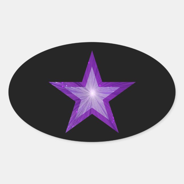 Purple Star sticker oval black (Front)