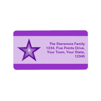Purple Star stripe address label medium purple