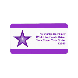 Purple Star stripe address label medium white