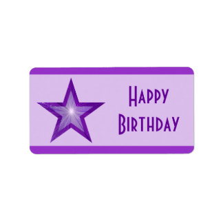 Purple Star stripe 'Happy Birthday' medium purple Label