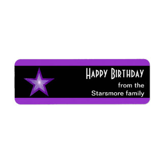 Purple Star stripe 'Happy Birthday' text black