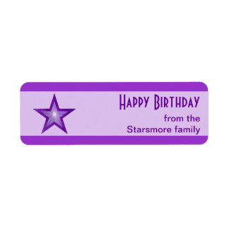 Purple Star stripe Happy Birthday text purple