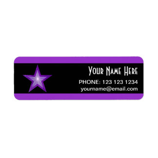 Purple Star stripe 'Name' text label small black