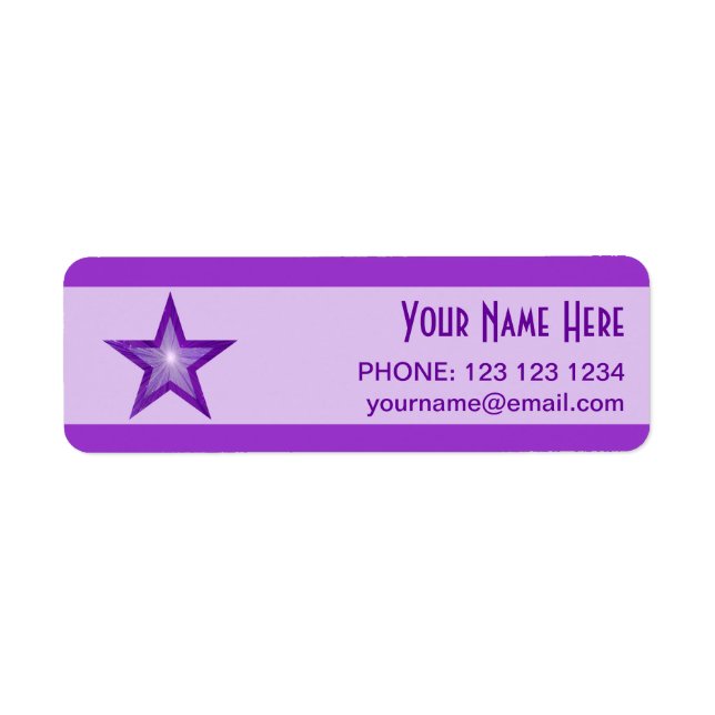Purple Star stripe 'Name' text label small purple (Front)