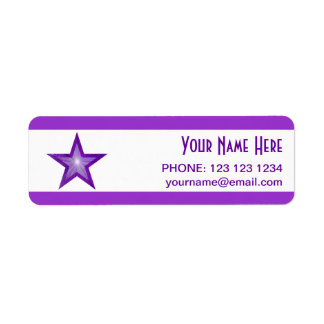 Purple Star stripe 'Name' text label small white
