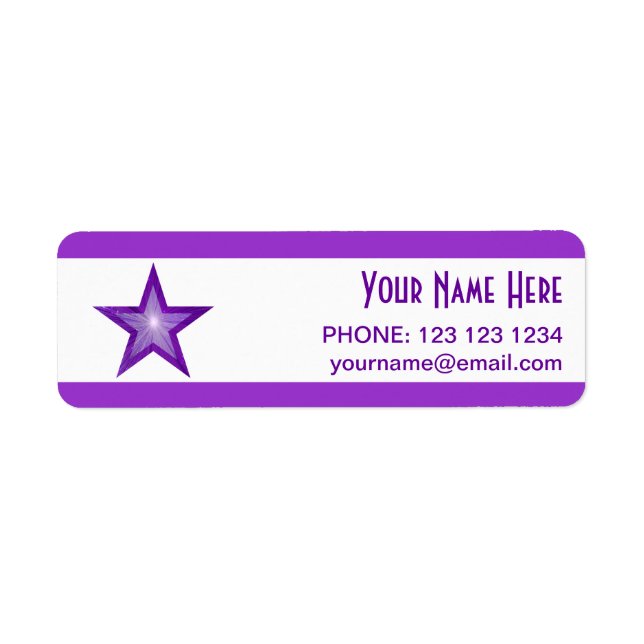 Purple Star stripe 'Name' text label small white (Front)