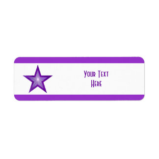 Purple Star stripe 'Your Text' label white small