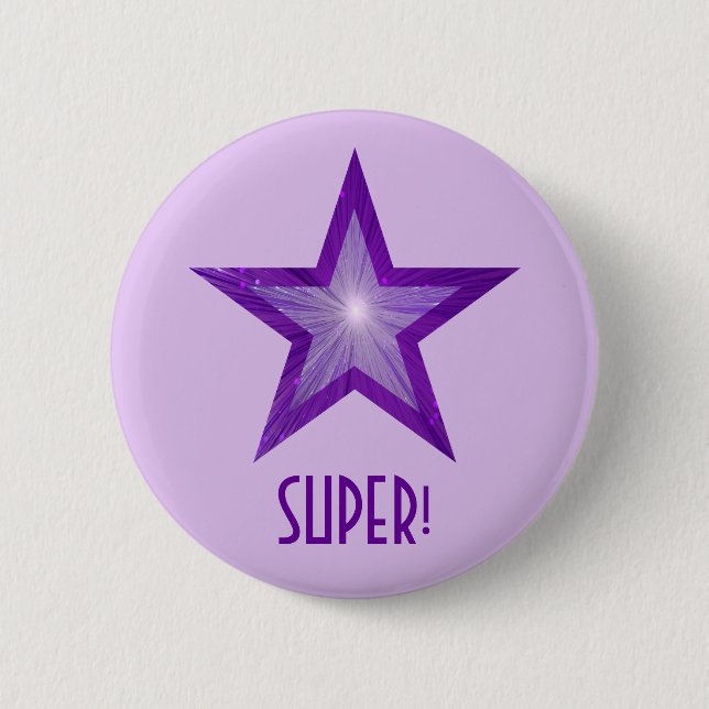 Purple Star 'SUPER!' button pale purple (Front)