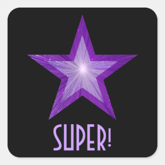 Purple Star 'SUPER!' square sticker black