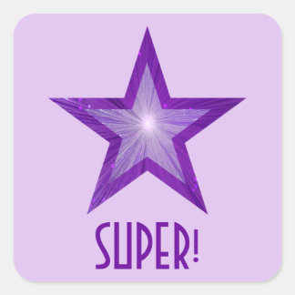 Purple Star 'SUPER!' square sticker pale purple