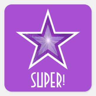 Purple Star 'SUPER!' square sticker purple