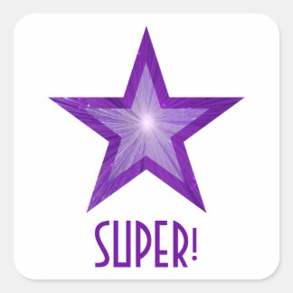 Purple Star 'SUPER!' square sticker white