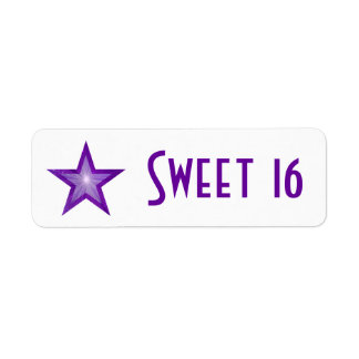 Purple Star 'Sweet 16' label small white
