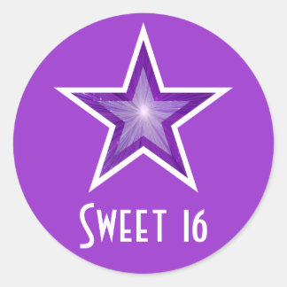 Purple Star 'Sweet 16' round sticker purple