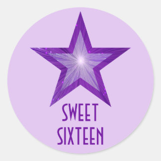 Purple Star 'Sweet Sixteen' round pale purple Classic Round Sticker