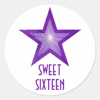 Purple Star 'Sweet Sixteen' round sticker white