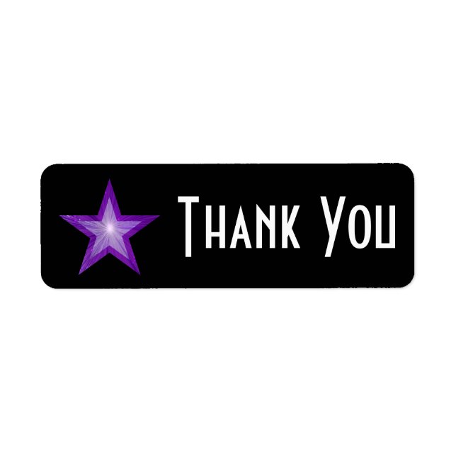 Purple Star 'Thank you' label small black (Front)