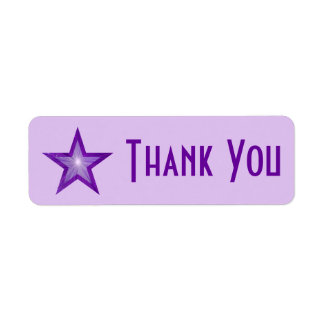 Purple Star 'Thank you' label small pale purple