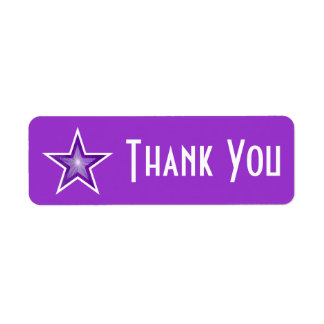 Purple Star 'Thank you' label small purple
