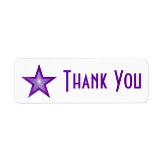 Purple Star 'Thank you' label small white