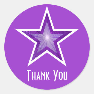 Purple Star "Thank You" round sticker purple