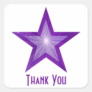 Purple Star "Thank You" square sticker white