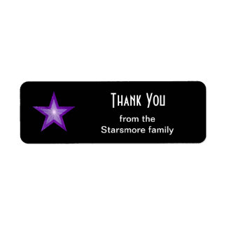 Purple Star 'Thank You' text label small black
