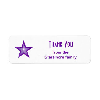 Purple Star 'Thank You' text label small white