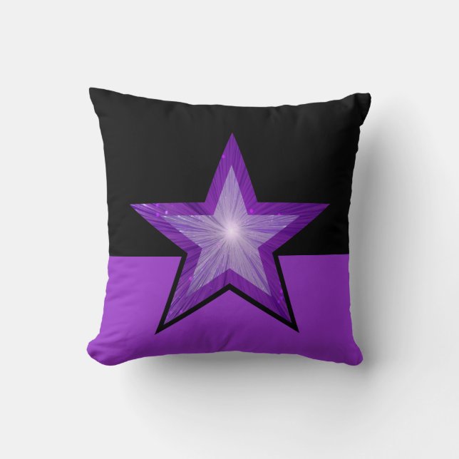 Purple Star throw pillow square purple black (Front)