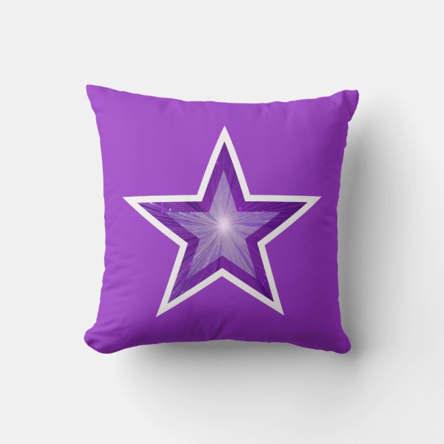 Purple Star throw pillow square purple white back (Front)