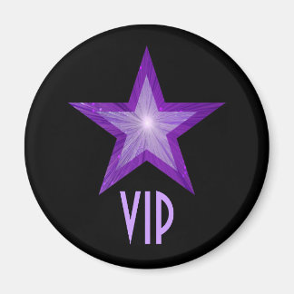 Purple Star 'VIP' fridge magnet round black