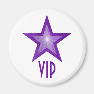 Purple Star 'VIP' fridge magnet round white