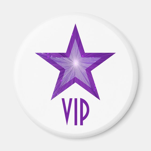 Purple Star 'VIP' fridge magnet round white (Front)