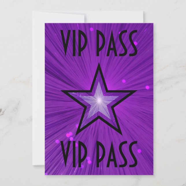 Purple Star 'VIP PASS' invitation black (Front)