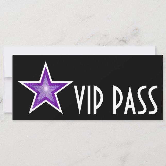 Purple Star 'VIP PASS' invitation black long (Front)